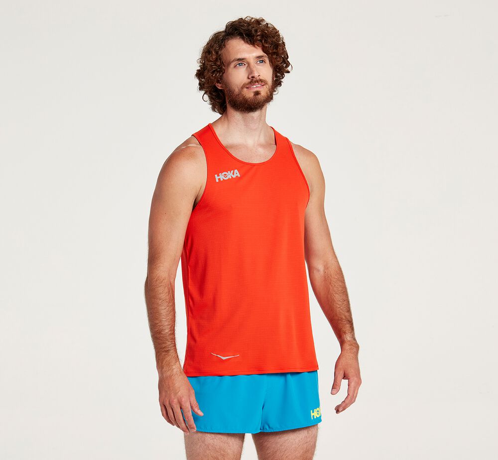 Hoka One One Singlet Linne Herr Röda - SE-2703519
